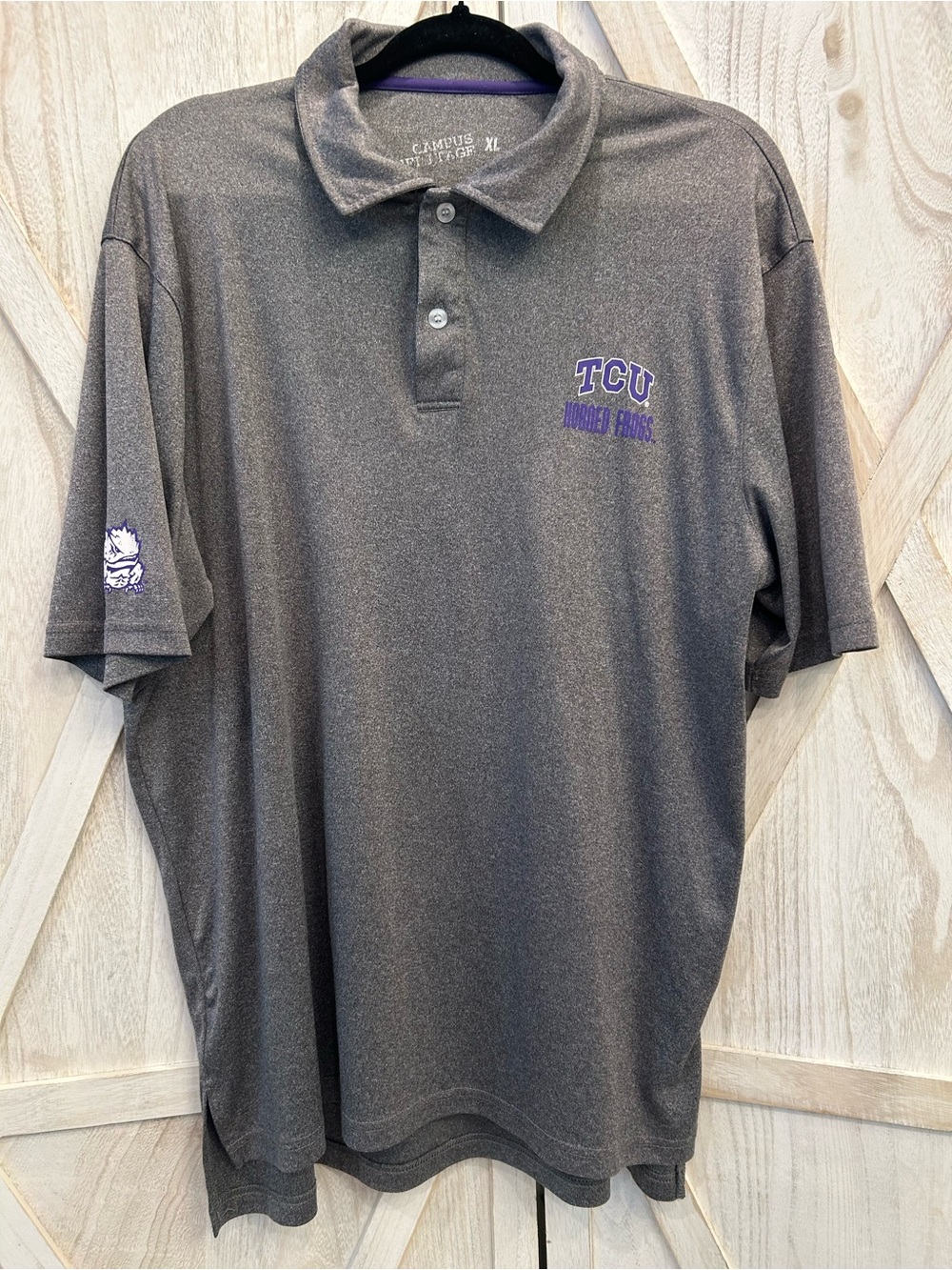 TCU Horned Frogs Gray Polo Texas College Game Day Classic